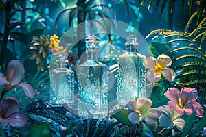 Relish the fresh, chic elegance of bespoke designer perfume with floral fragrance displayed on a shelf photo