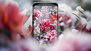 AI generated phone device with a floral design