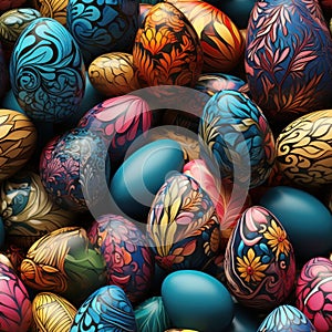 Photorealistic Easter egg species with highly detailed comic book and vexel art style seamless pattern by AI generated photo