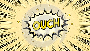Pop Art Style Comic Explosion Graphic With Bold Ouch Text In Retro Cartoon Design