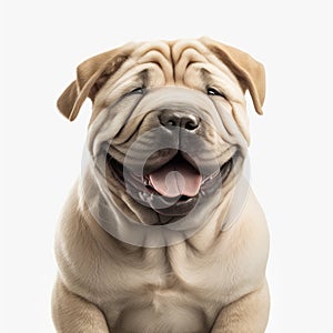 ai generated portrait of dog breed chinese shar-pei cute happy excited smiling