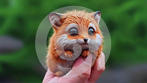AI Generated Realistic Fox Cub in Hand Wallpaper photo