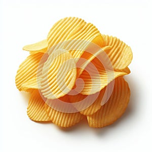 AI Generated Realistic Photo of Crispy Potato Chips on White Background