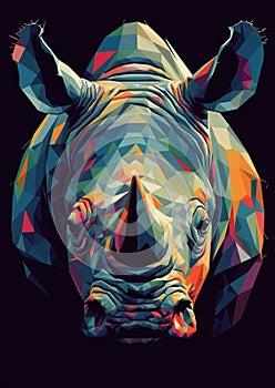 AI generated rhinoceros on black background