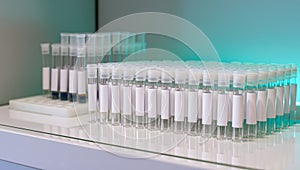 Rows of Test Tubes in Clean Laboratory Research Environment