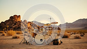 Desert Rhythms: Drum Set Amidst the Arid Sands