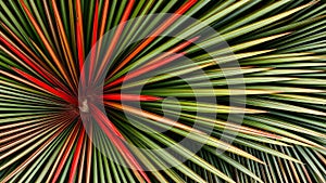AI-generated seamless background featuring overlapping red and green palm leaves viewed from the top.