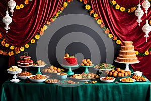 Showcase festive feasts against a celebratory backdrop with room for text photo