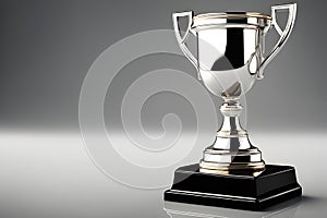 Silver trophy cup on an  background