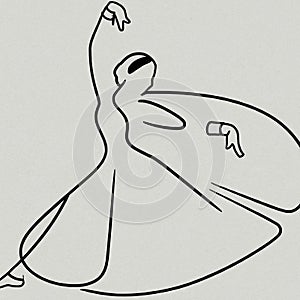 AI generated simplistic line drawing of a classical Kathak dancer photo