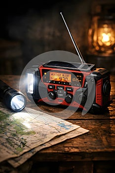 Solar Powered Emergency Radio With Flashlight And Map For Off Grid Survival