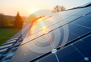 AI generated solar-powered school building rooftop panels