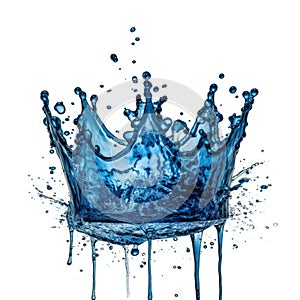 Ai generated. A splash made in crown shape isolated on white. Clear premium water concept