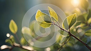 spring leaves young spring leaves in morning lit by sunlight spring nature concept soft and selective focus on leaves photo
