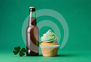 st patrick's day cupcake and beer