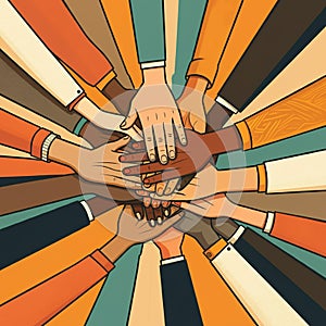 AI-Generated Stylized Illustration of Clasped Hands in Unity