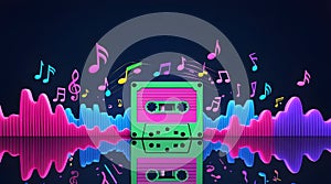 An AI-Generated Symphony of Retro Audio and Vibrant Visual Rhythms photo