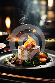 AI generated Teppanyaki Temptations: Gourmet Cuisine Photography