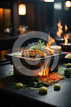 AI generated Teppanyaki Temptations: Gourmet Cuisine Photography