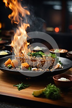 AI generated Teppanyaki Temptations: Gourmet Cuisine Photography