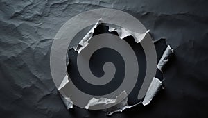 Torn Paper Background with Rip and Hole Effect on Dark Surface