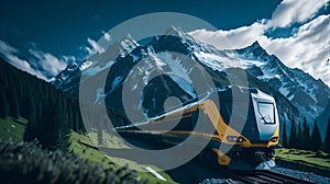 Ai generated a train passing through a dense green forest