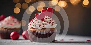 Valentine& x27;s Day Cupcake using Heart Topper. photo