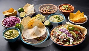 various mexican food dishes in bowls photo