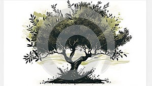 Aceituna un árbol paz arte ilustraciones hecho 