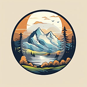 AI generated, vector illustration, illustration for T-shirt, camping, wilderness adventure, landscape