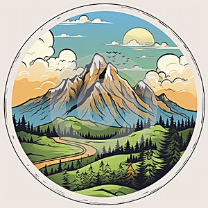 AI generated, vector illustration, illustration for T-shirt, camping, wilderness adventure, landscape