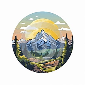 AI generated, vector illustration, illustration for T-shirt, camping, wilderness adventure, landscape