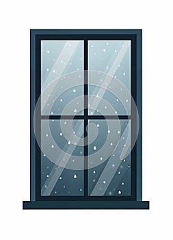vector of rain drops is on the window on white background