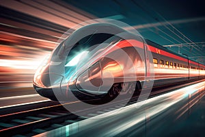 high speed train in motion with motion blur background