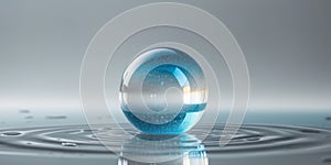 Vibrant Glass Sphere Reflection on Wet Surface