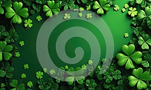 A green background with clovers on it.