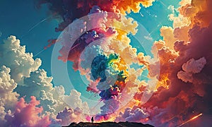 A colorful cloud formation in the sky.