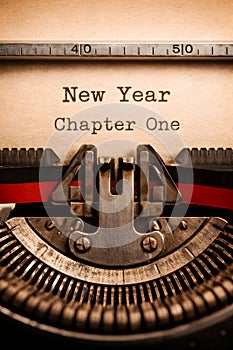 New Year Chapter One Typed On Vintage Typewriter Symbolizing Fresh Start And Goals