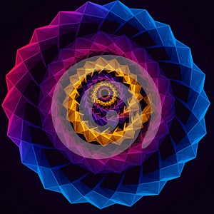 AI Generated A vivid arrangement of neon hexagons forms a glowing, interconnected pattern. The