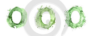 Ai Generated Watercolor Set of Multiple Different Pastel Sage Green Capital O Letters On a White Background