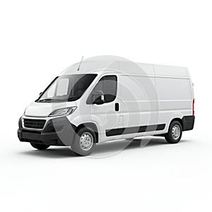 AI Generated White Cargo Van on a Clean White Background for Transport and Delivery