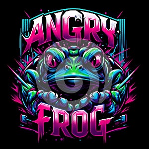 Ai generates a illustration of an angry frog with graft typography 