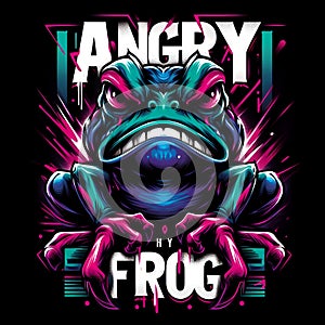 Ai generates a illustration of an angry frog with graft typography 