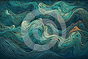 Ai Generative 3d render, abstract colorful background with wavy lines and waves