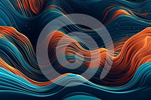 Ai Generative 3d render, abstract colorful background with wavy lines and waves