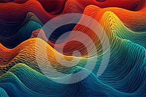 Ai Generative 3d render, abstract colorful background with wavy lines and waves