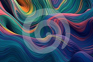 Ai Generative 3d render, abstract colorful background with wavy lines and waves