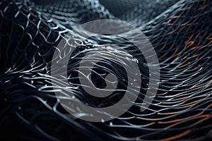 Ai Generative 3d rendering of abstract technology digital wireframe. High tech background