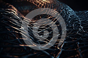 Ai Generative 3d rendering of abstract technology digital wireframe. High tech background