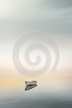 AI GENERATIVE, abstract boat landscape in the sea, pastel tones, blue hour, long exposure